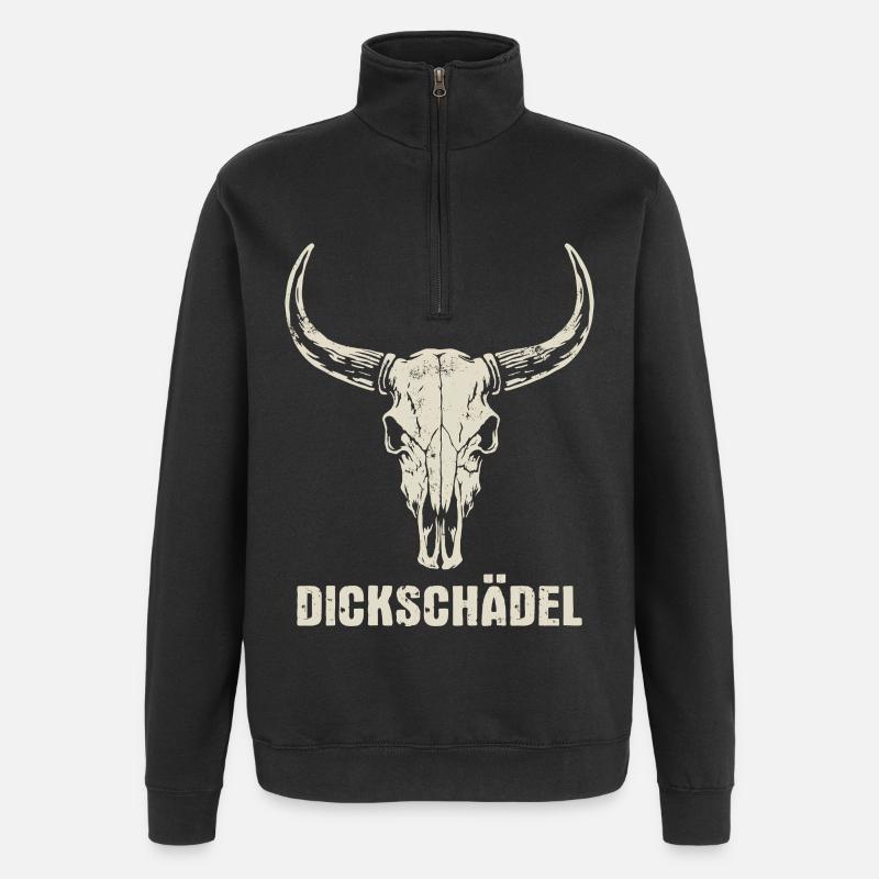 Stierkopf Schädel mit Hörnern - Dickschädel - Quarter-Zip-Sweatshirt - Schwarz
