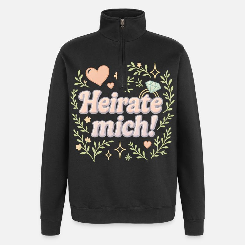 heirate mich / statement design - Quarter-Zip-Sweatshirt - Schwarz