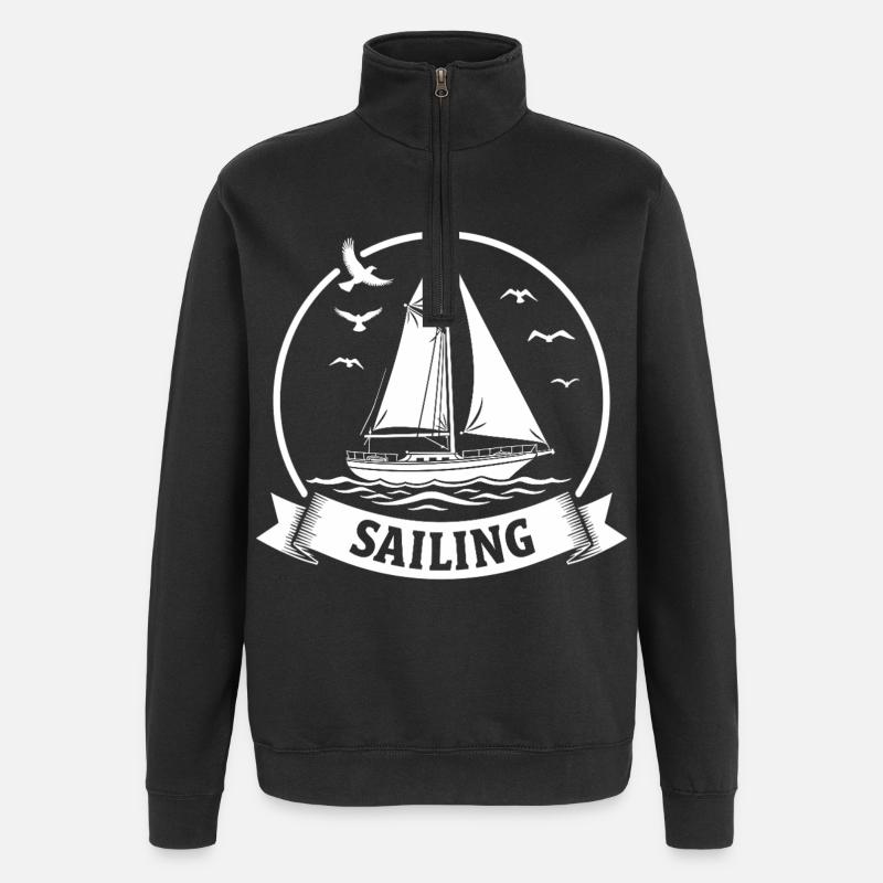 Sailing Segelboot Maritim Sport - Quarter-Zip-Sweatshirt - Schwarz