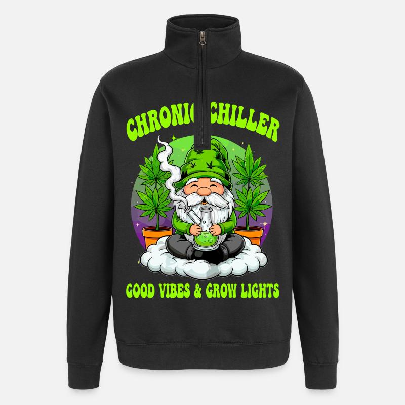 Gnome de Cannabis - Bong Gnome 420 - Sweat à zip 1/4 - noir