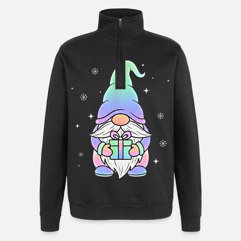 Christmas Gnome Pastel Gradient - Quarter-Zip Sweatshirt - black