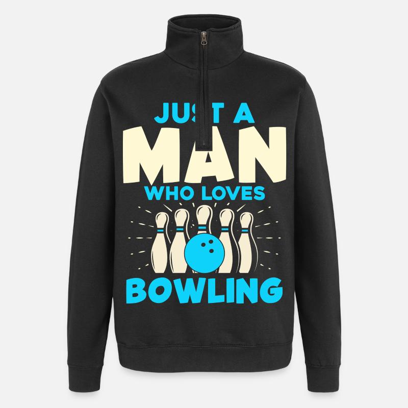 Mann der Bowling liebt Bowling Pins - Quarter-Zip-Sweatshirt - Schwarz