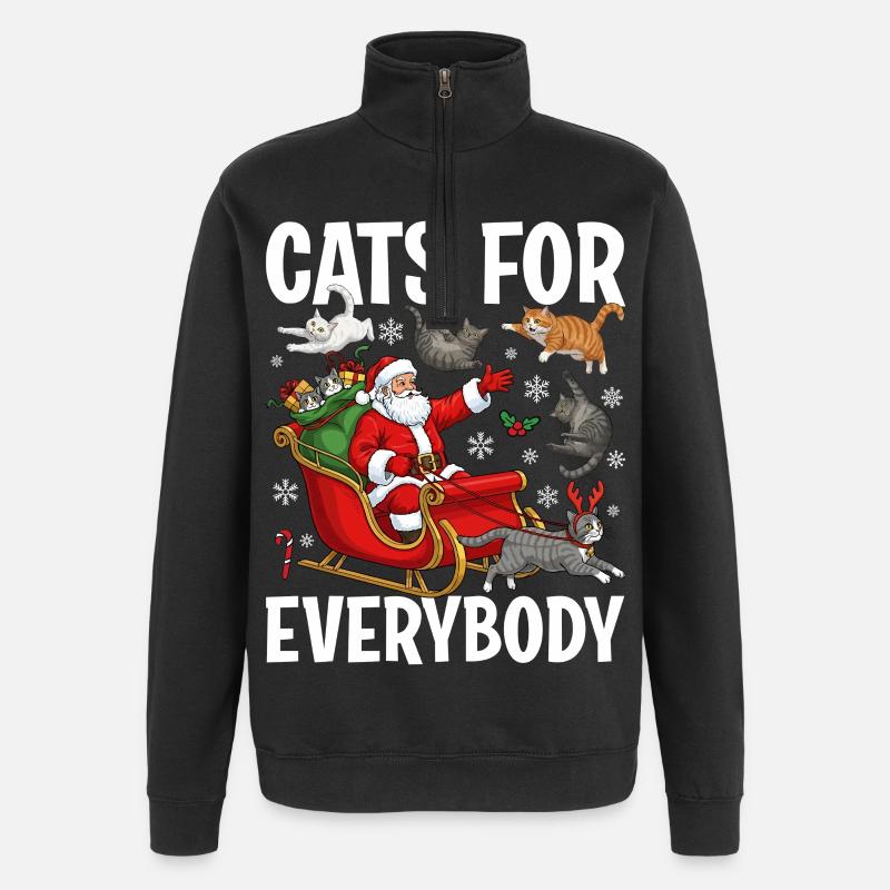 Cats for everybody - Quarter-Zip Sweatshirt - black