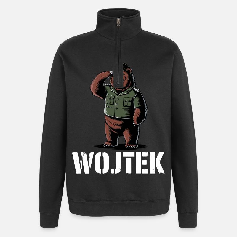 Wojtek Ours Look Militaire - Sweat à zip 1/4 - noir
