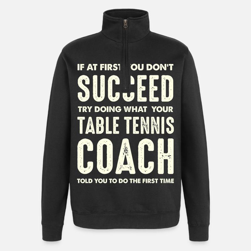 Tischtennis Coach Spruch - Quarter-Zip-Sweatshirt - Schwarz