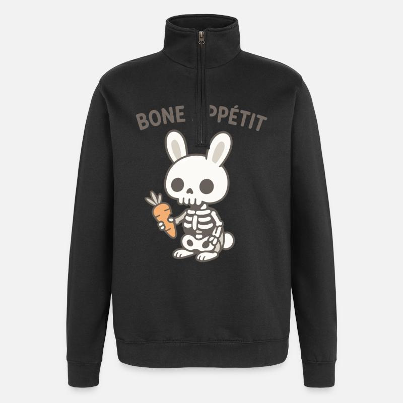 Bone Appetit Skeleton Bunny - Quarter-Zip Sweatshirt - black