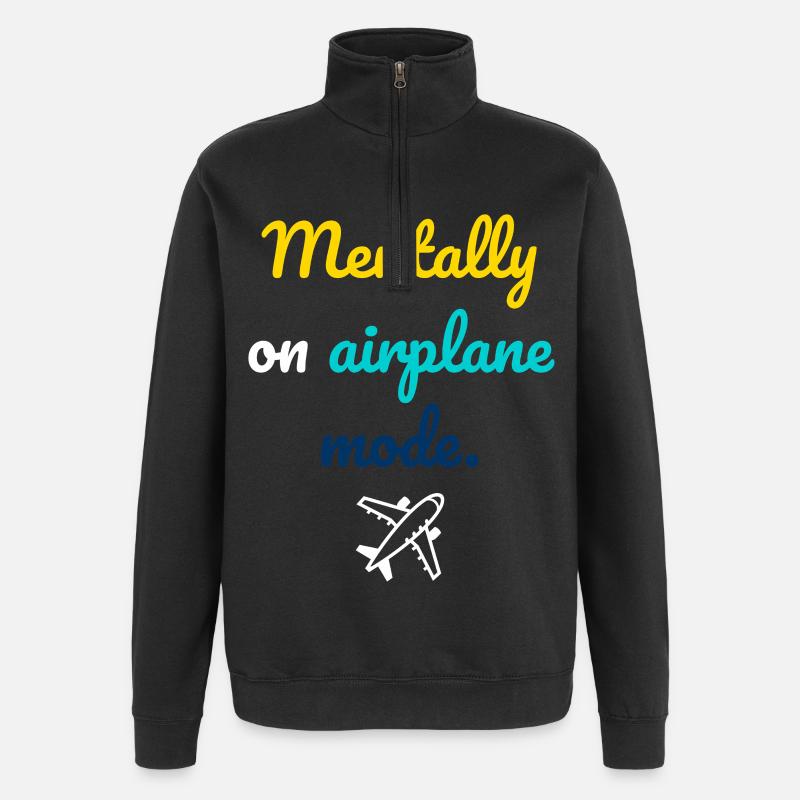 Mental Flight Mode - Quarter-Zip Sweatshirt - black
