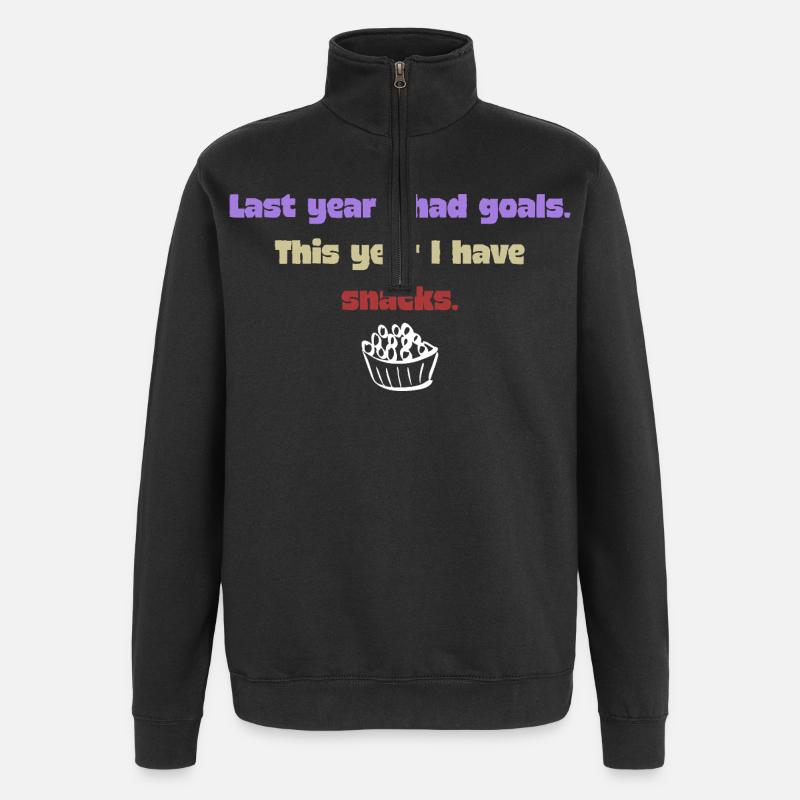 Lustiger Neujahrsspruch - Snack - Quarter-Zip-Sweatshirt - Schwarz