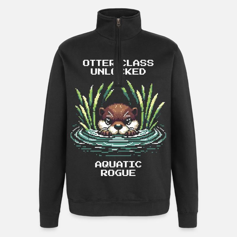 Otter Class Unlocked: Water Rogue | RPG - Quarter-Zip Sweatshirt - black