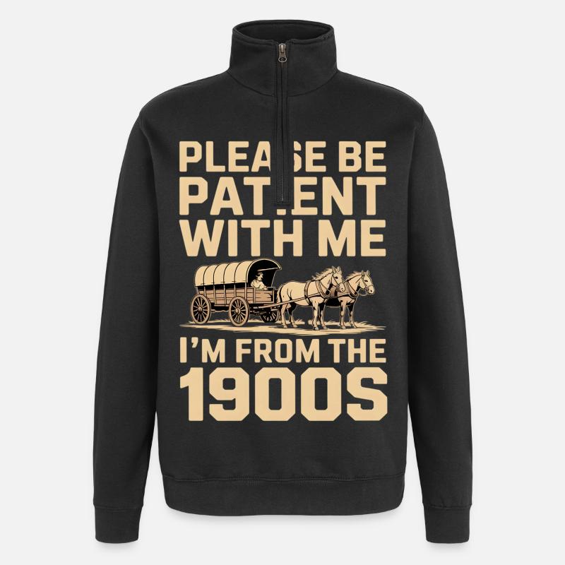 Ich bin aus den 1900ern - Quarter-Zip-Sweatshirt - Schwarz
