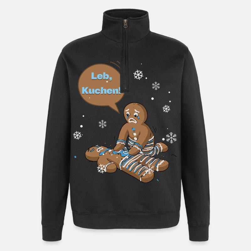 Live, cake! Winter Gingerbread Duo - Quarter-Zip Sweatshirt - black