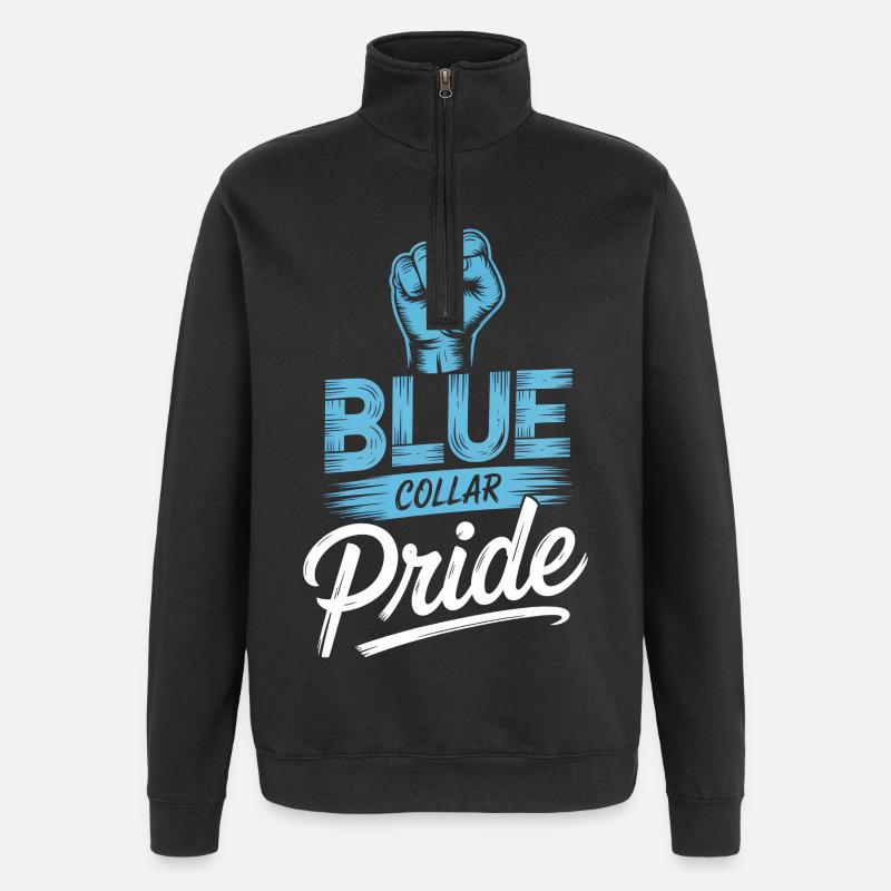 Col bleu Ouvrier Ouvrier du bâtiment - Sweat à zip 1/4 - noir