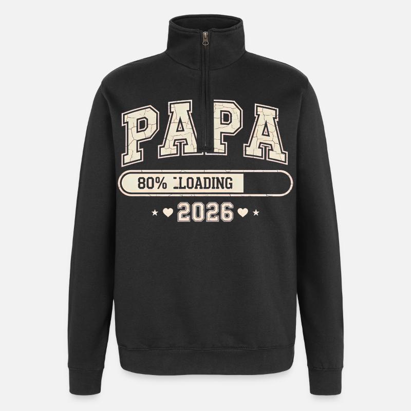 Papa 2026 Loading Werdender Papa - Quarter-Zip-Sweatshirt - Schwarz