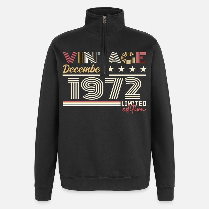 Cadeau Décembre 1972 - Sweat à zip 1/4 - noir