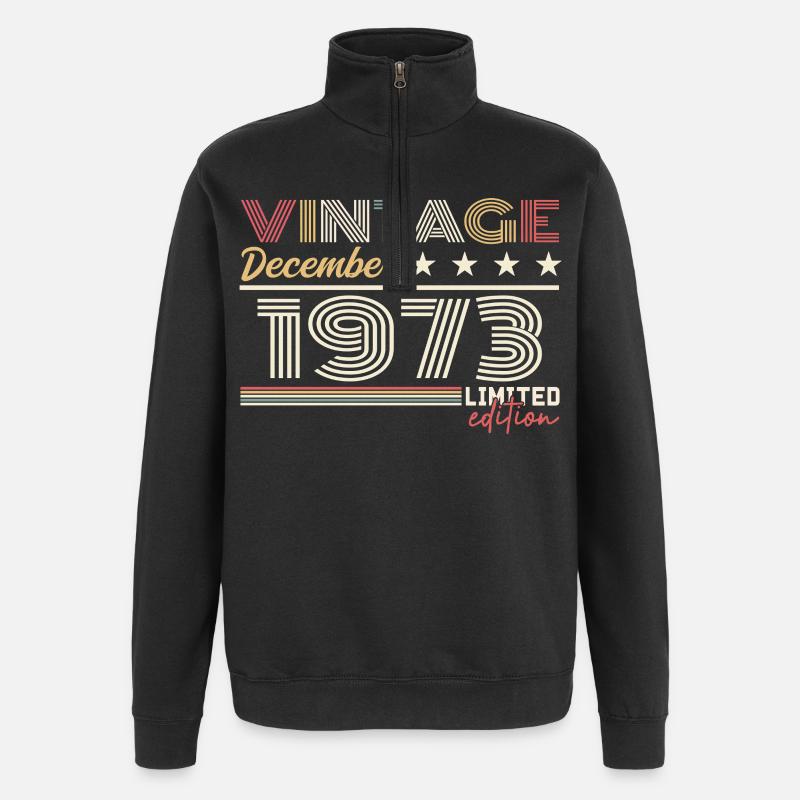 Dezember 1973 Geschenk - Quarter-Zip-Sweatshirt - Schwarz