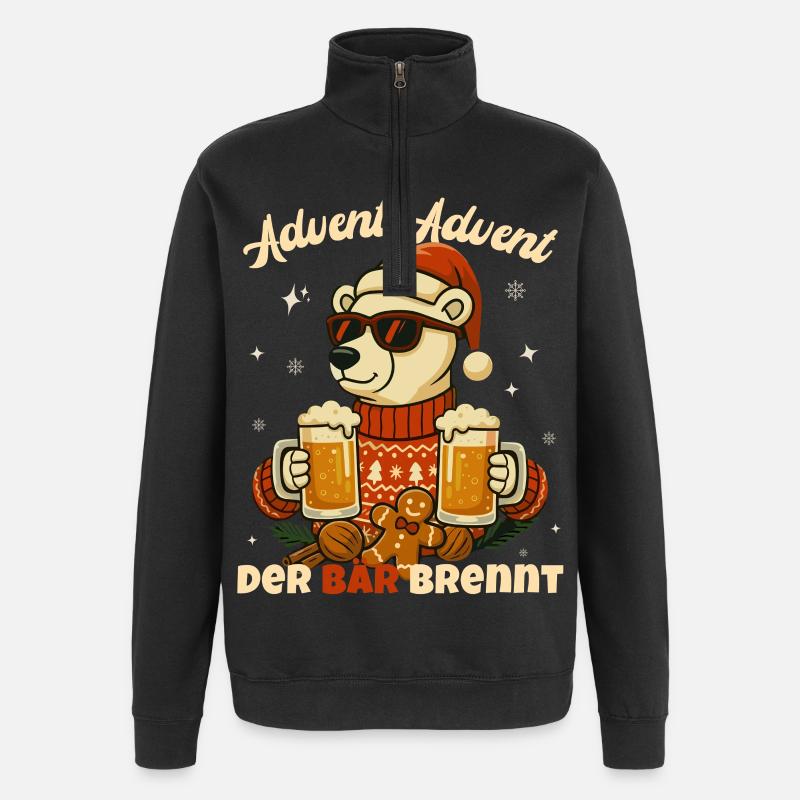 Advent Advent – The Bear Is Burning - Quarter-Zip Sweatshirt - black