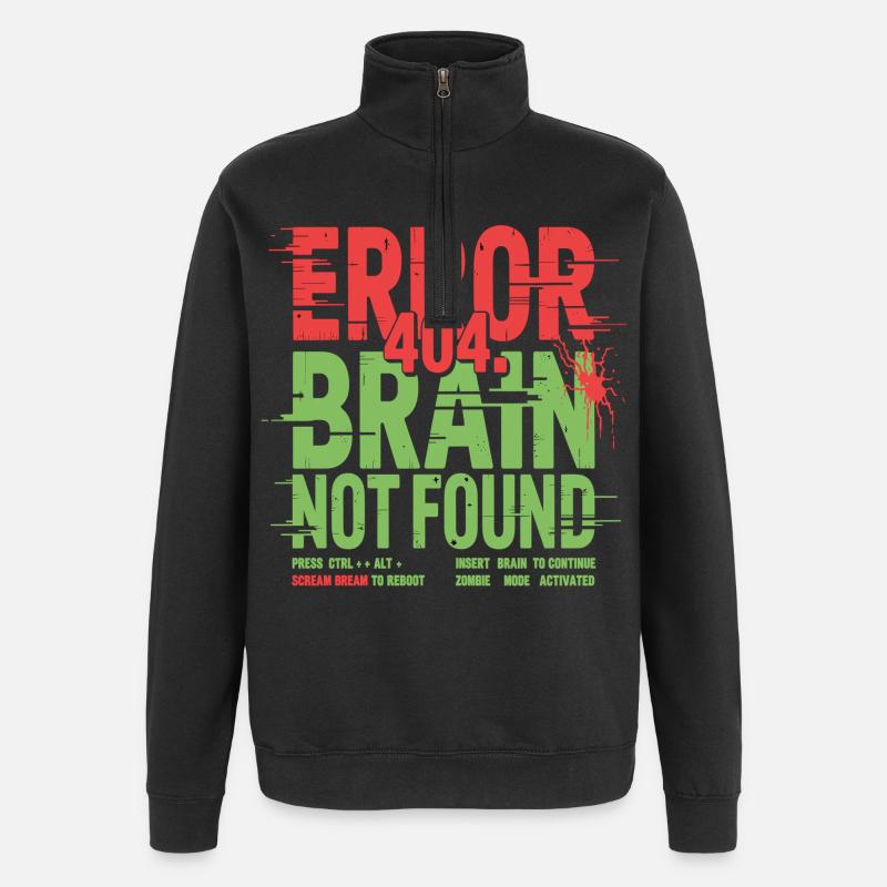 Erreur 404 Cerveau introuvable Zombie - Sweat à zip 1/4 - noir