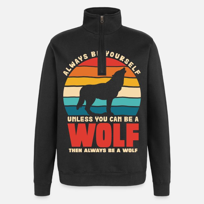 Wolfsruf: Sei Immer Du Selbst - Quarter-Zip-Sweatshirt - Schwarz