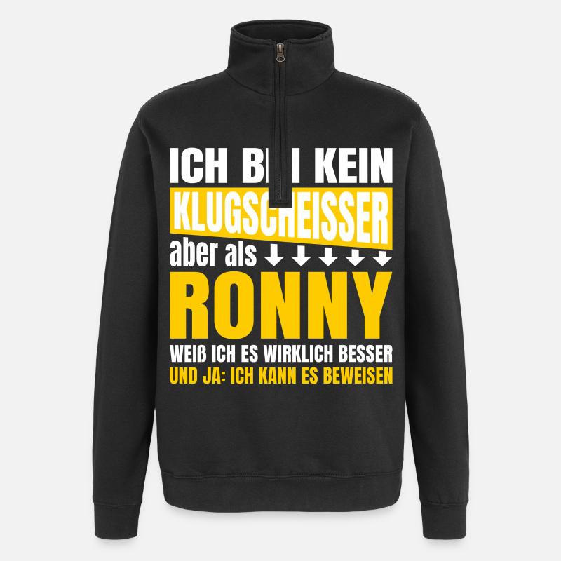 Ich bin kein Klugscheißer Ronny - Quarter-Zip-Sweatshirt - Schwarz