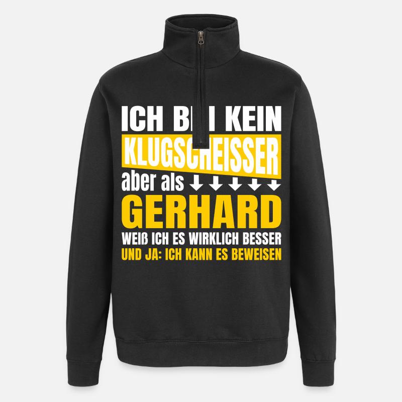 Ich bin kein Klugscheisser Gerhard - Quarter-Zip-Sweatshirt - Schwarz