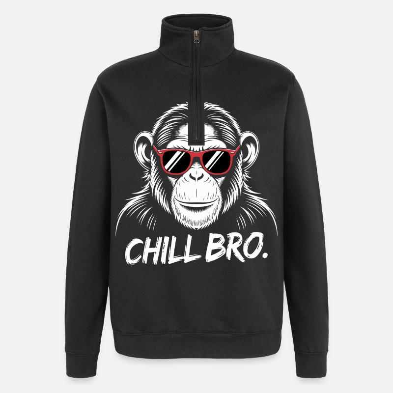 Chill Bro Affe Mit Sonnenbrille - Quarter-Zip-Sweatshirt - Schwarz
