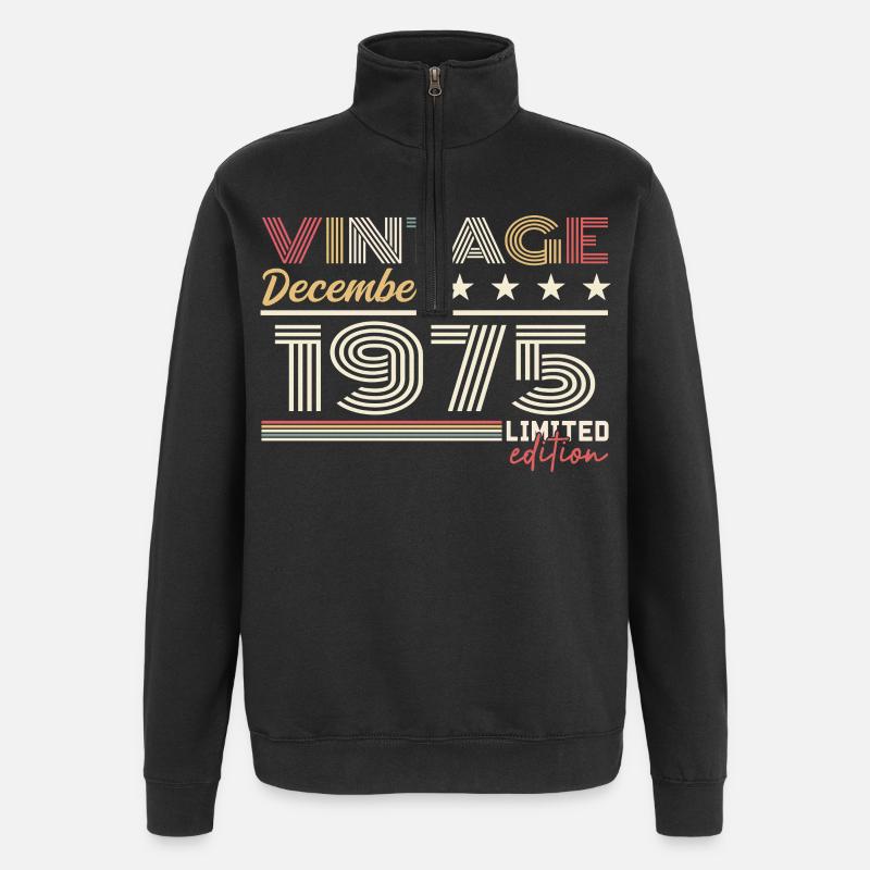 Geschenk Dezember 1975 - Quarter-Zip-Sweatshirt - Schwarz