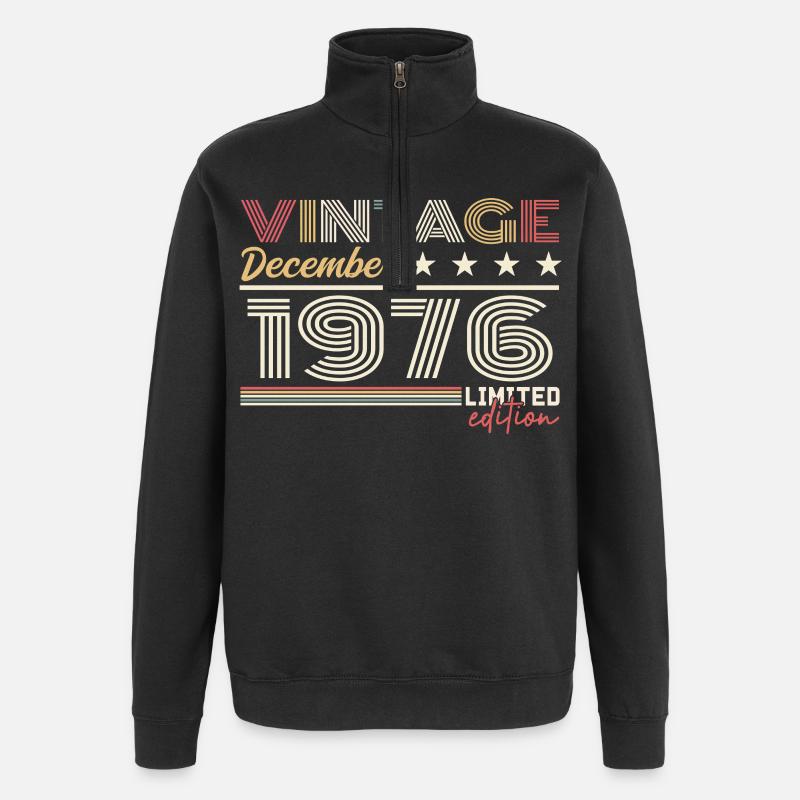 Geschenk Dezember 1976 - Quarter-Zip-Sweatshirt - Schwarz