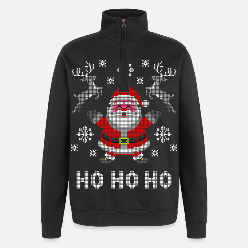 Pixel Père Noël Renne Neige - Sweat à zip 1/4 - noir