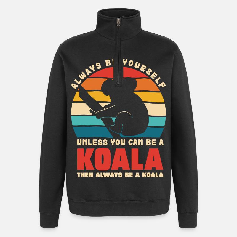 Koala Motto Retro Sunset - Quarter-Zip Sweatshirt - black