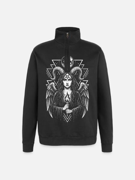 Demon Lilith Witch Dark Magic Occult Symbol - Quarter-Zip Sweatshirt - black