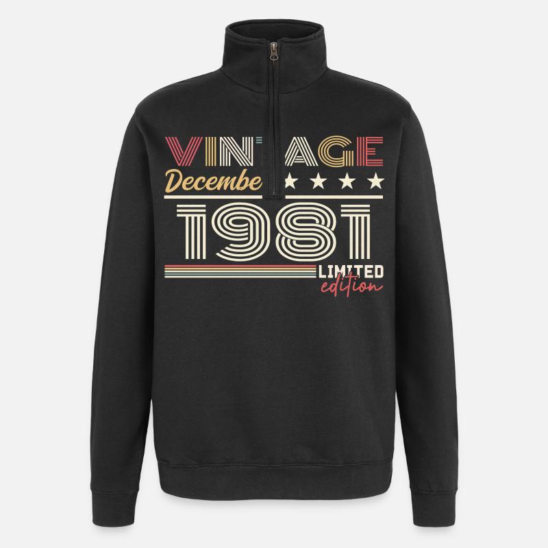 Cadeau Décembre 1981 - Sweat à zip 1/4 - noir