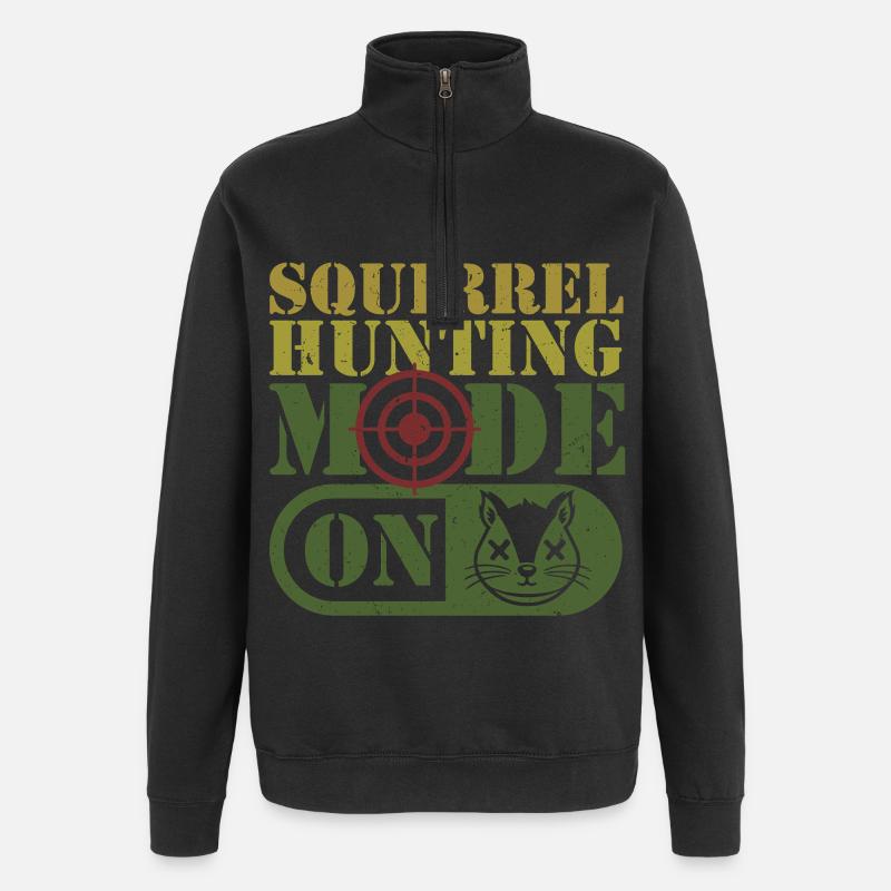 Squirrel Hunter Tree Rat - Quarter-Zip Sweatshirt - black