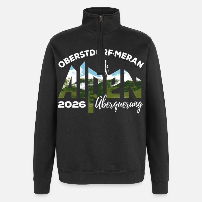 Alpenüberquerung 2026, Oberstdorf Meran, Wandern - Quarter-Zip-Sweatshirt - Schwarz