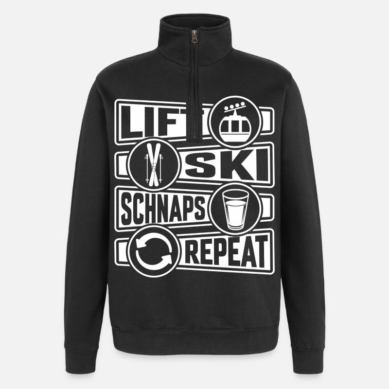 Lift Ski Schnaps Repeat Apres Ski - Quarter-Zip-Sweatshirt - Schwarz