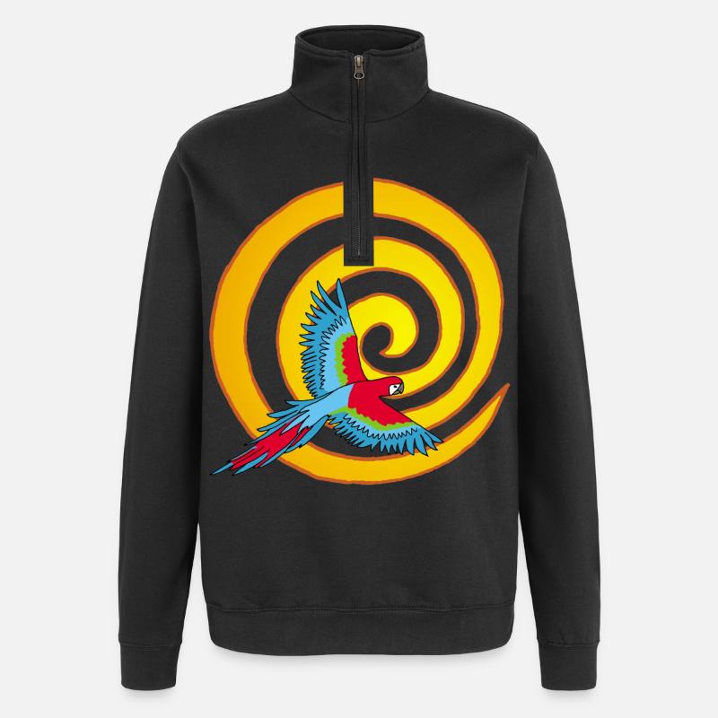 Die Sonne und der Vogel - Quarter-Zip-Sweatshirt - Schwarz