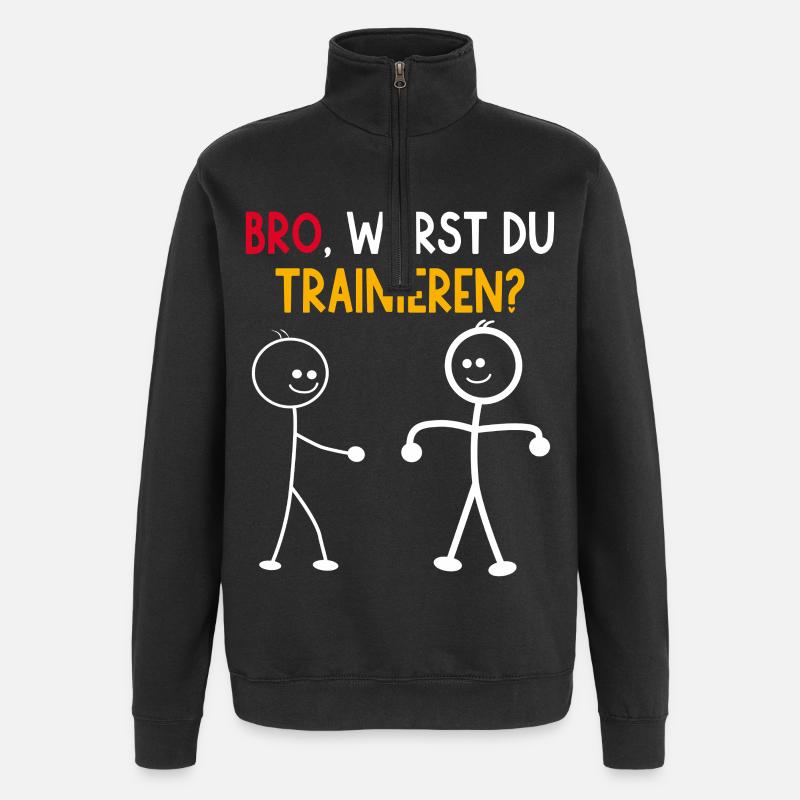 Strichmännchen WARST DU TRAINIEREN LUSTIG - Quarter-Zip-Sweatshirt - Schwarz
