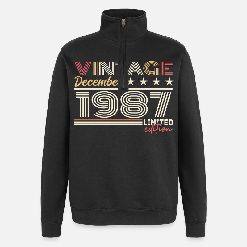 Geschenk Dezember 1987 - Quarter-Zip-Sweatshirt - Schwarz