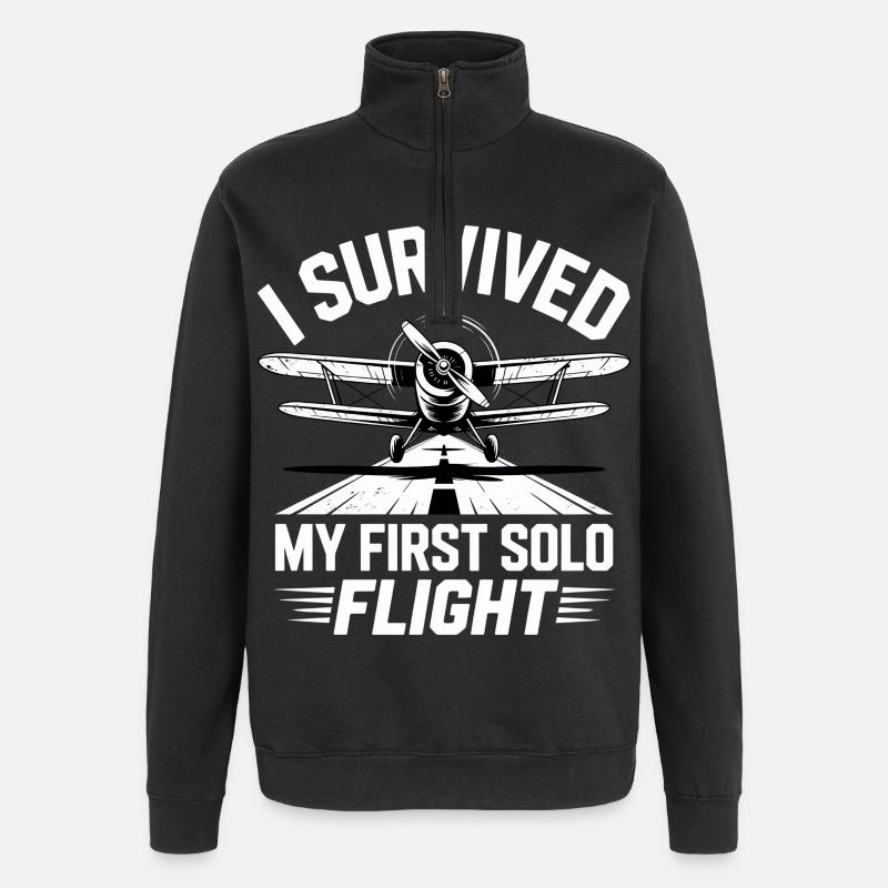 First Flight Airplane Flight - Quarter-Zip Sweatshirt - black
