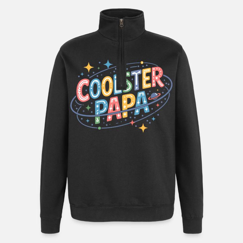 Coolster Papa Space-Design - Quarter-Zip-Sweatshirt - Schwarz