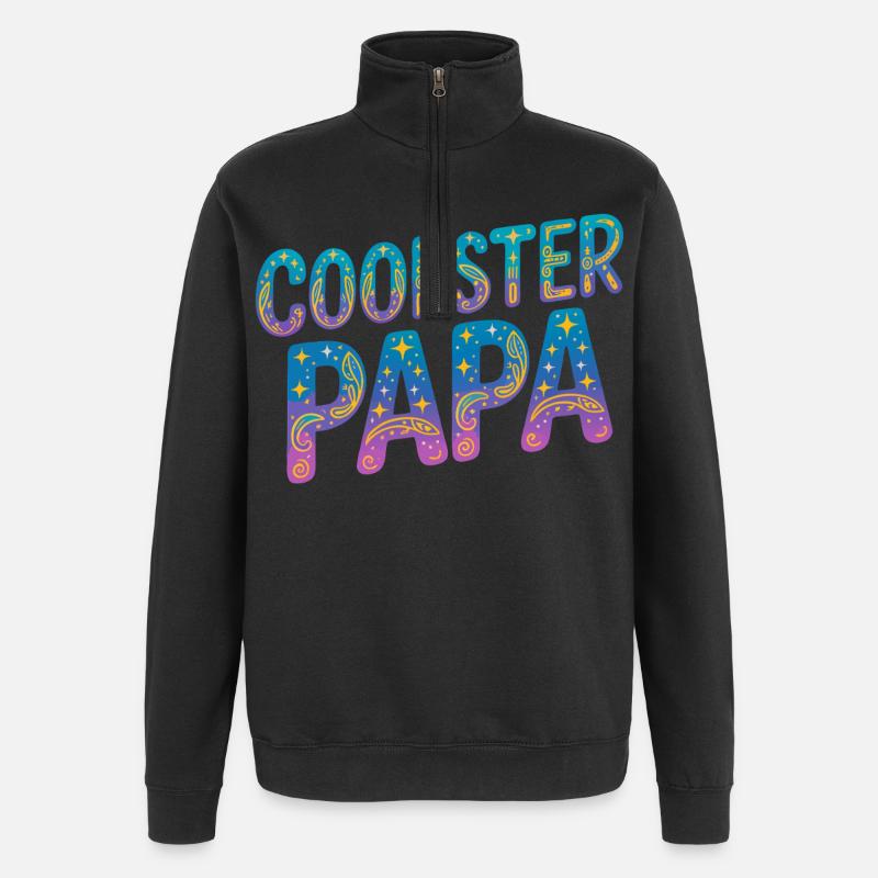 Coolster Papa Design - Quarter-Zip-Sweatshirt - Schwarz