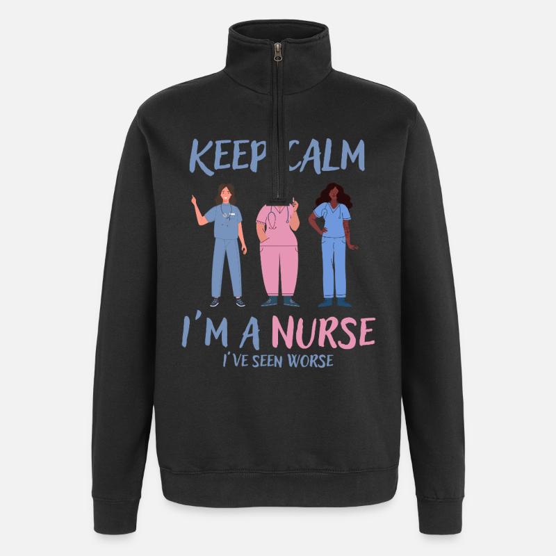 Bleib ruhig, ich bin Krankenschwester - Quarter-Zip-Sweatshirt - Schwarz