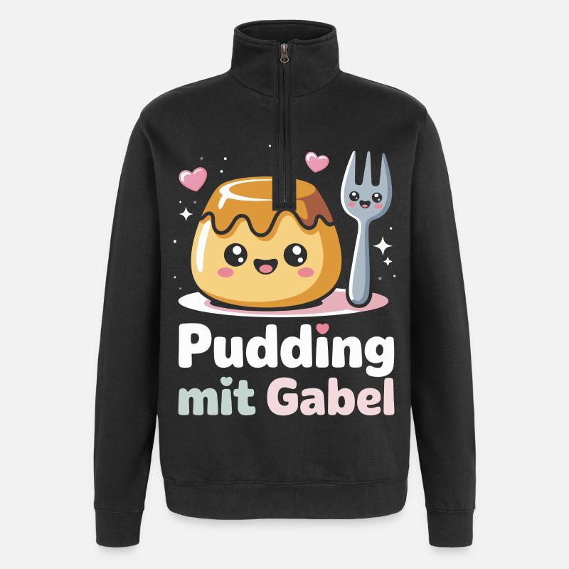 Pudding Mit Gabel - Quarter-Zip-Sweatshirt - Schwarz