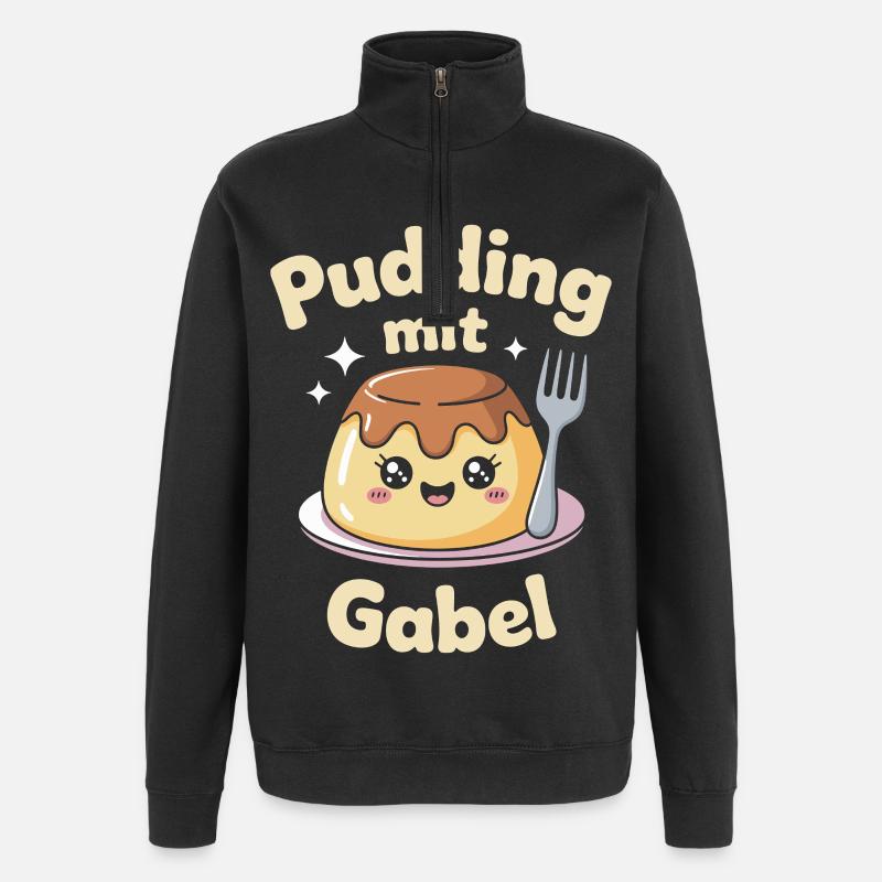 Pudding Mit Gabel - Quarter-Zip-Sweatshirt - Schwarz