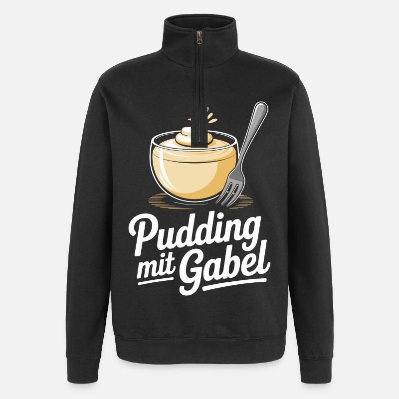Pudding with fork - Quarter-Zip Sweatshirt - black