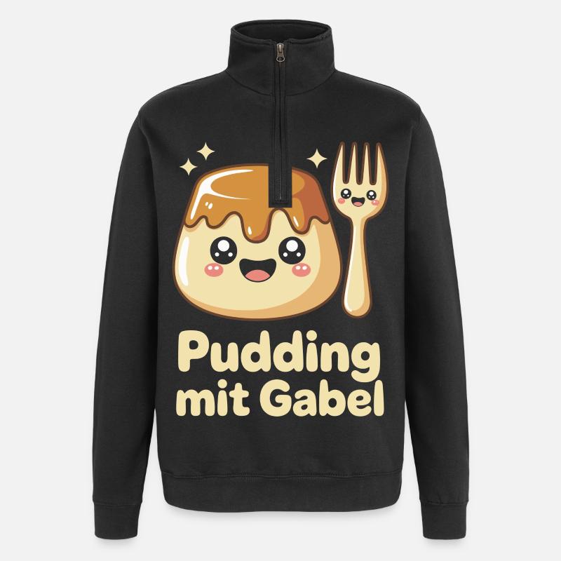 Pudding Mit Gabel - Quarter-Zip-Sweatshirt - Schwarz