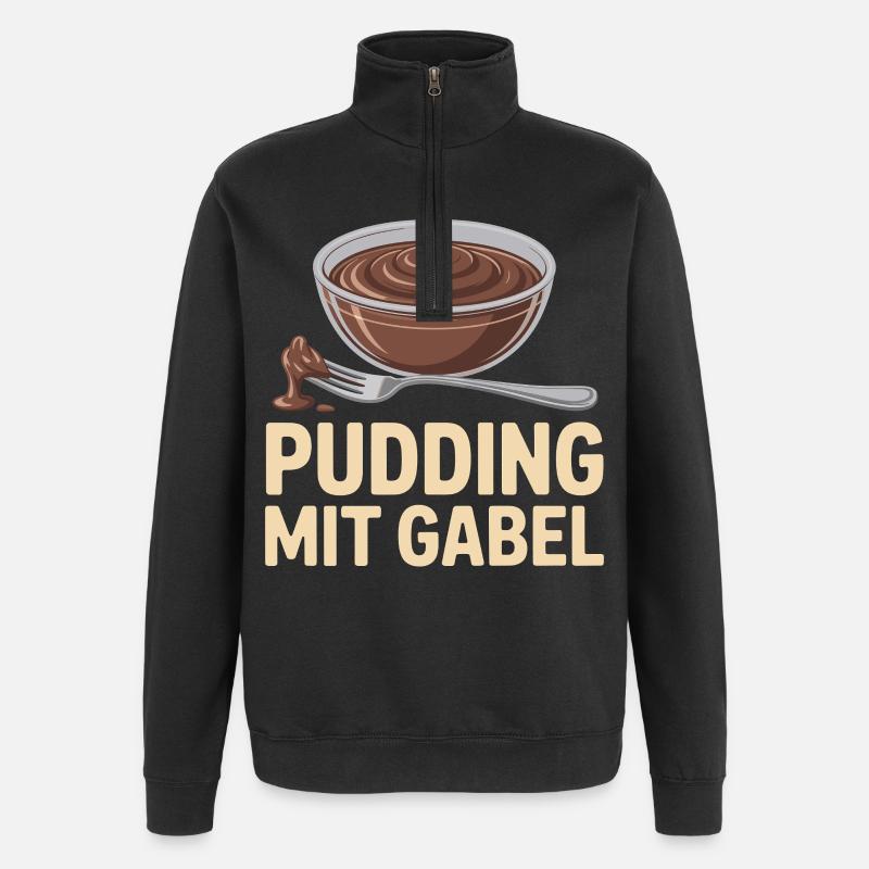 Pudding Mit Gabel - Quarter-Zip-Sweatshirt - Schwarz