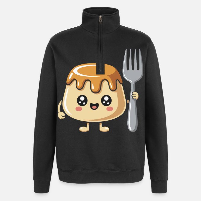 Pudding Mit Gabel - Quarter-Zip-Sweatshirt - Schwarz