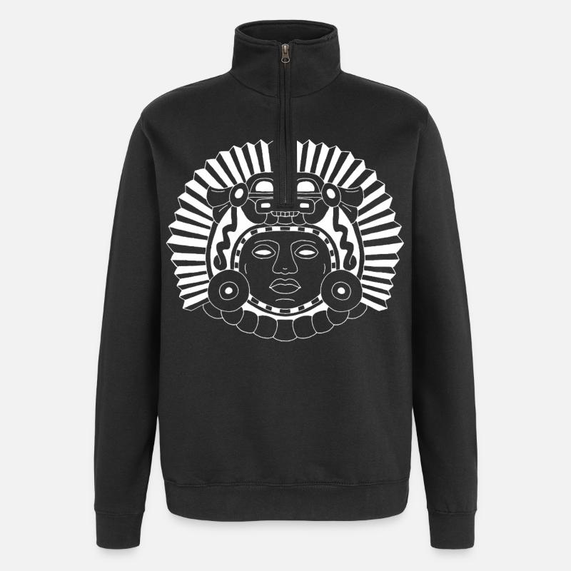 Aztekischer Drachenkönig (Weiß) - Quarter-Zip-Sweatshirt - Schwarz
