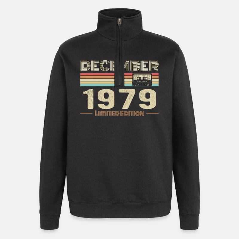 Décembre 1979 anniversaire Décembre 1979 Décembre - Sweat à zip 1/4 - noir