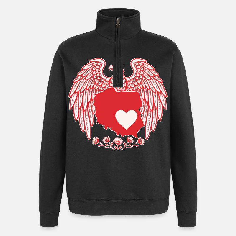 Polnisches Adlerherz Kartendesign - Quarter-Zip-Sweatshirt - Schwarz